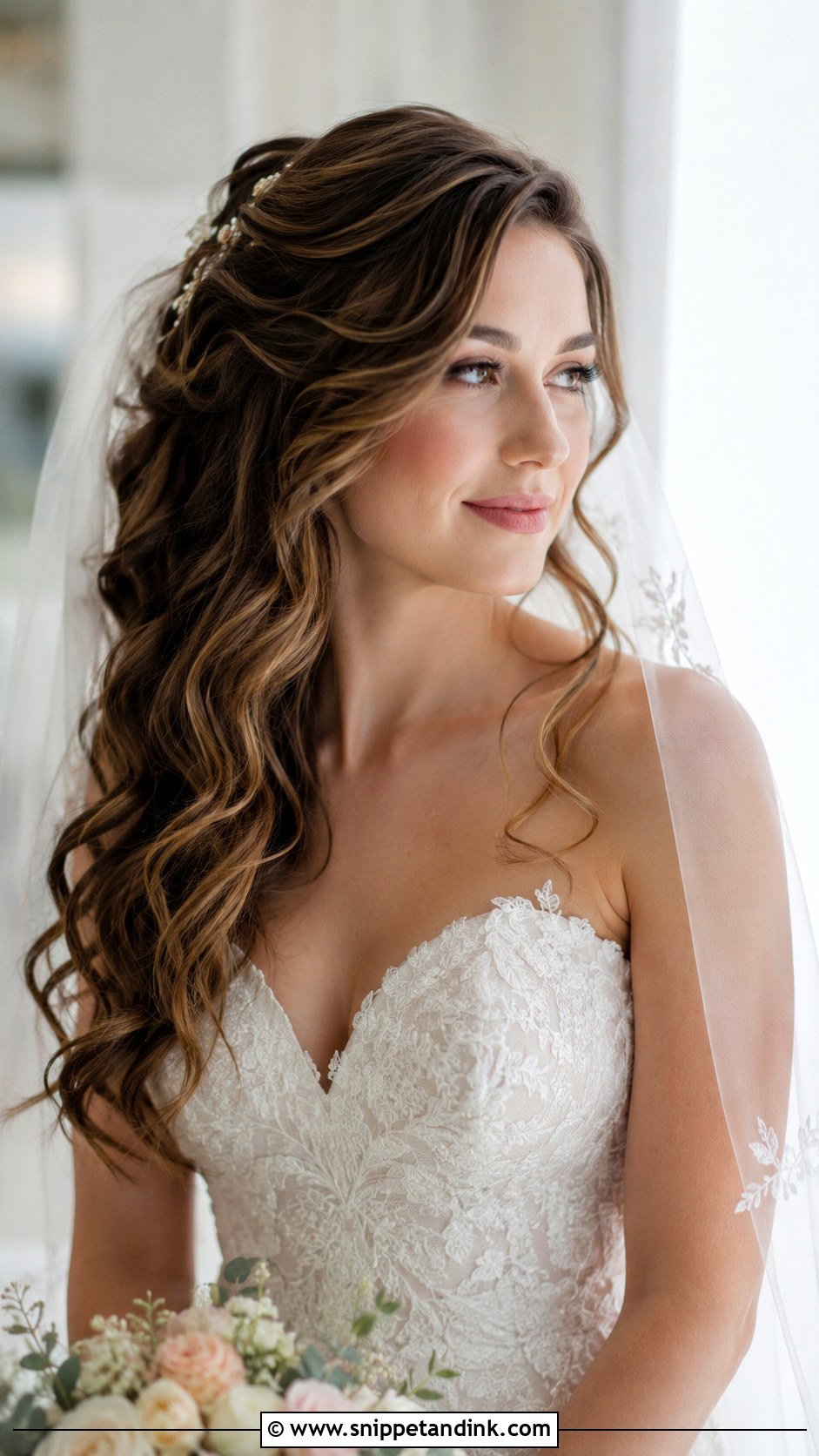 Loose Curls Bridal Hairstyle - Snippet and Ink - 20 Sims 4 CC Wedding Hair Ideas