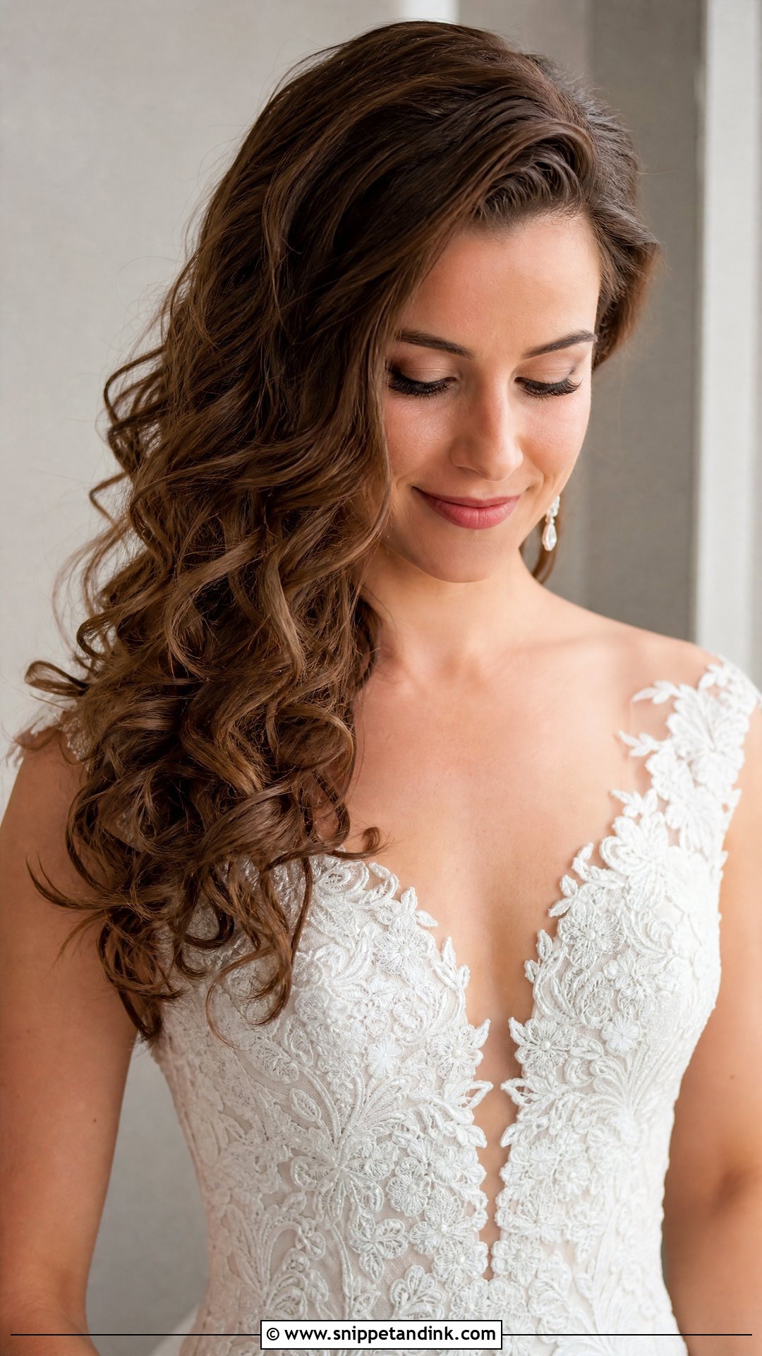 Loose Curls Down With Side Part - Snippet and Ink - 20 Bridal Hair Curly Down Ideas