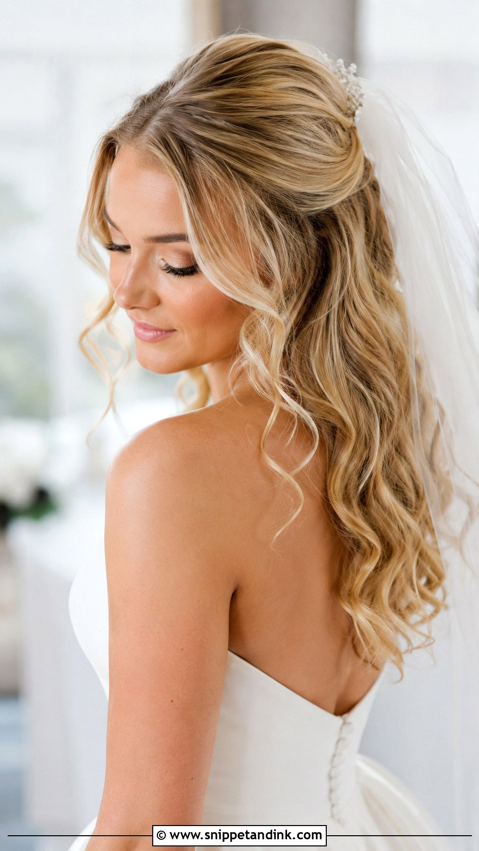 Loose Curls Half Up Half Down - Snippet and Ink - 25 Curled Wedding Hair Ideas