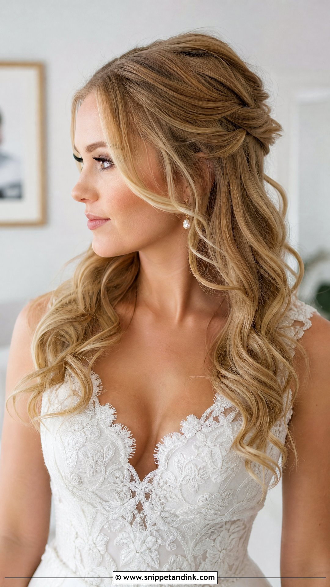Loose Curls Half Up Half Down Wedding Hair - Snippet and Ink - 20 Loose Curls Wedding Hair