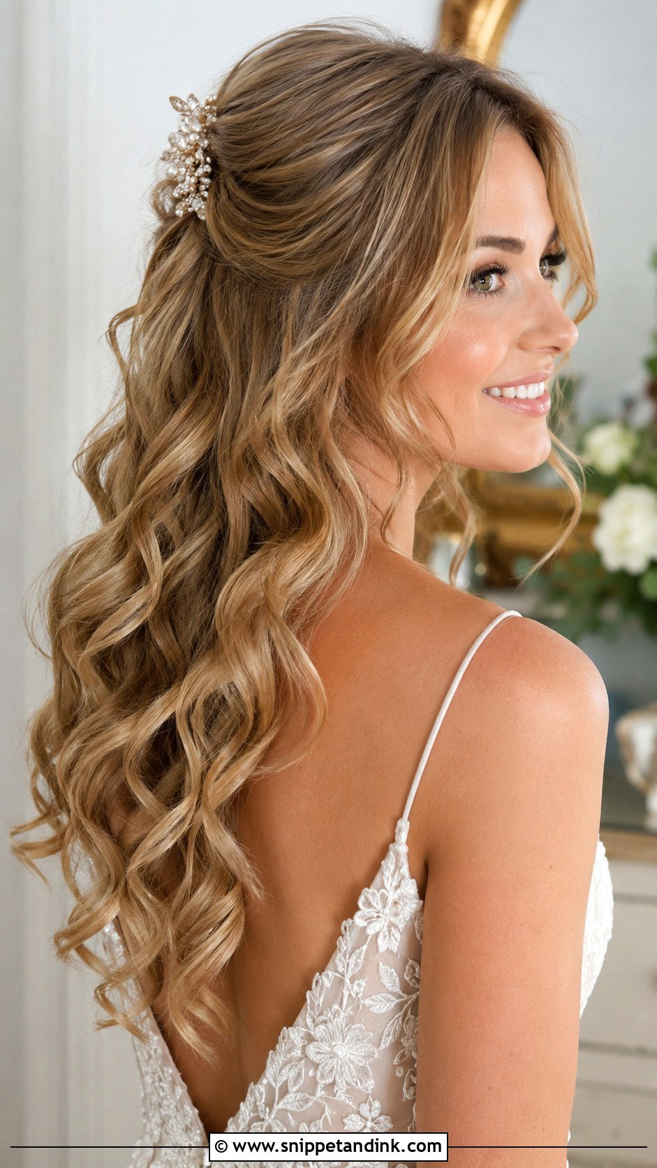 Loose Curls Half Up - Snippet and Ink - 20 Easy Wedding Hairstyle Ideas