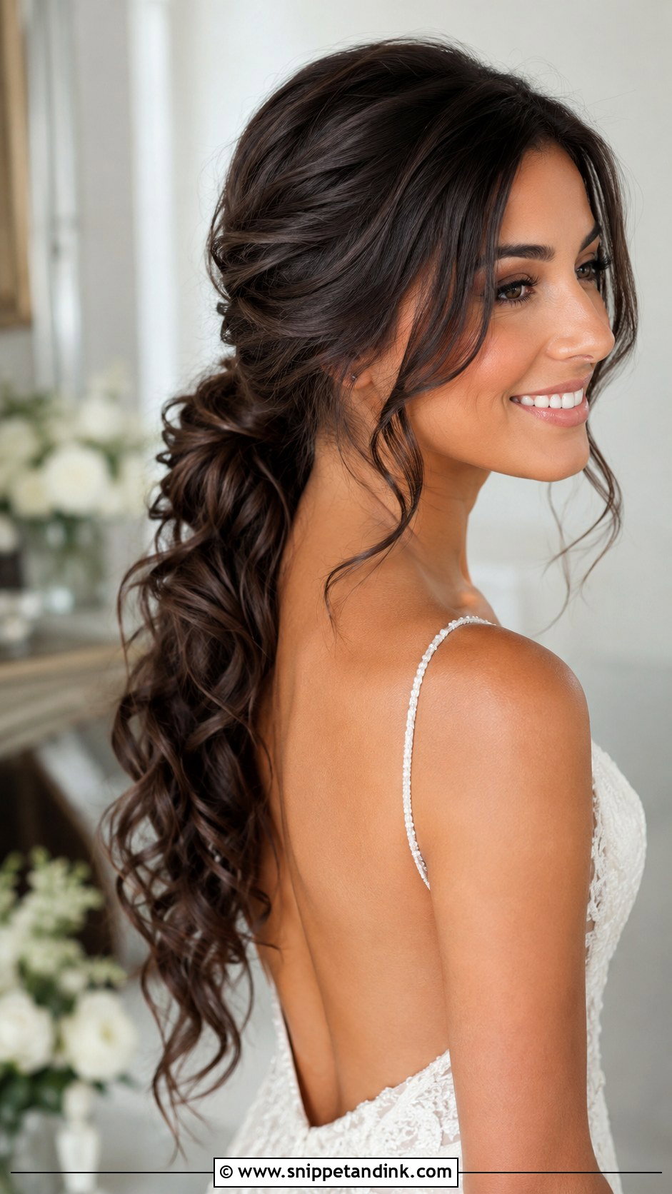 Loose Curls Long Hair Wedding Ponytail - Snippet and Ink - 15 Loose Curls Long Hair Wedding