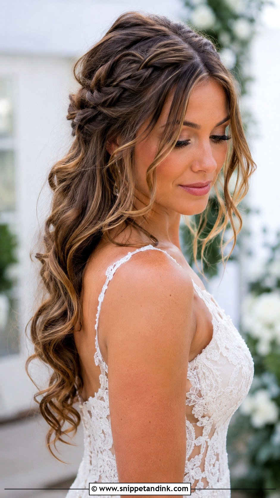 Loose Curls Long Hair Wedding With Braid - Snippet and Ink - 15 Loose Curls Long Hair Wedding