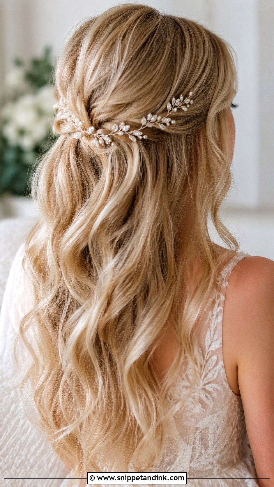 Loose Curls Long Hair Wedding With Hair Vine - Snippet and Ink - 15 Loose Curls Long Hair Wedding