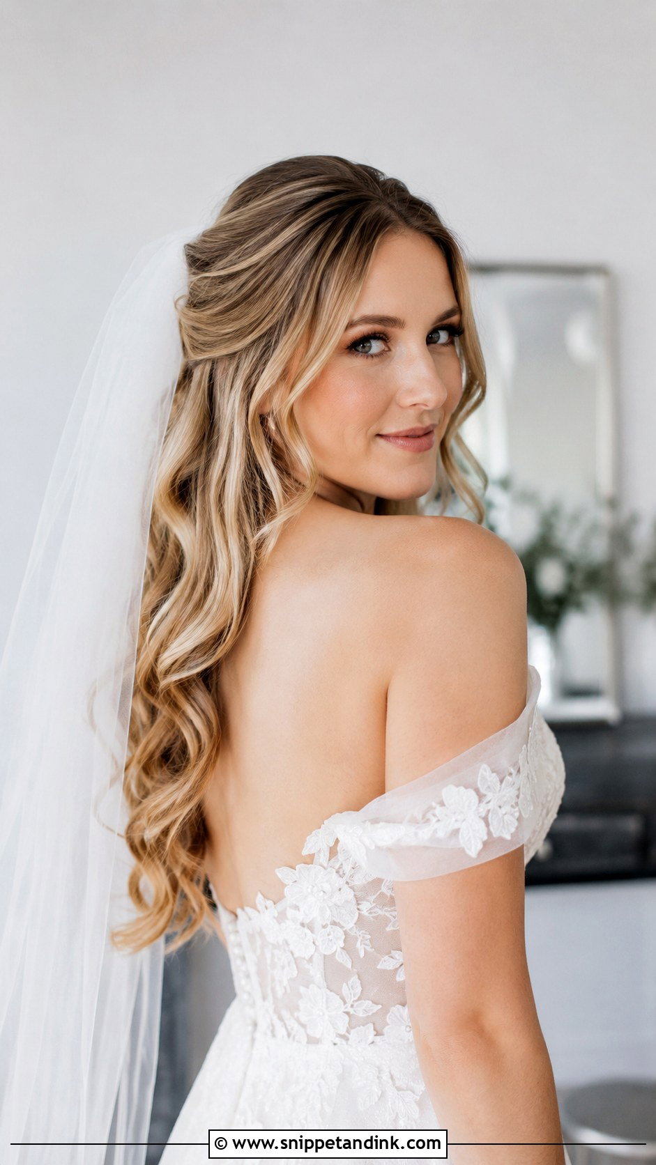 Loose Curls Long Hair Wedding With Veil - Snippet and Ink - 15 Loose Curls Long Hair Wedding