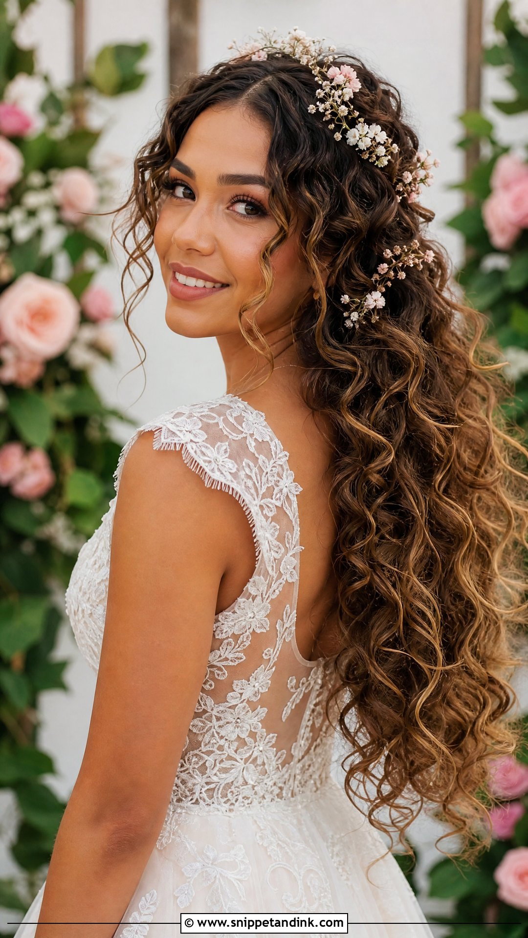 Loose Curls Wedding Hair With Flowers - Snippet and Ink - 15 Flowers for Hair Wedding Ideas