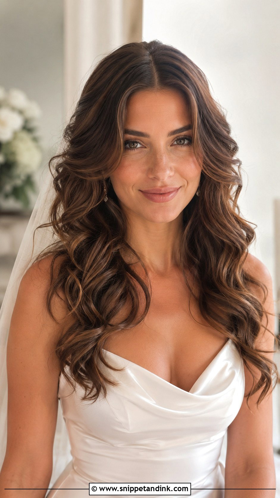 Loose Curls Wedding Hairstyle for Medium Hair - Snippet and Ink - 25 Mid Length Bridal Hair Ideas