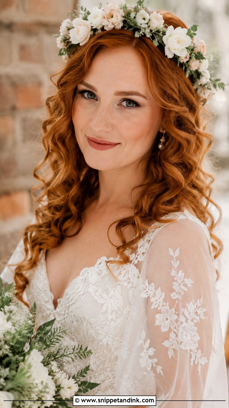 Loose Curls Wedding Hairstyle for Medium Hair - Snippet and Ink - 20 Bridal Hair for Medium Length Ideas