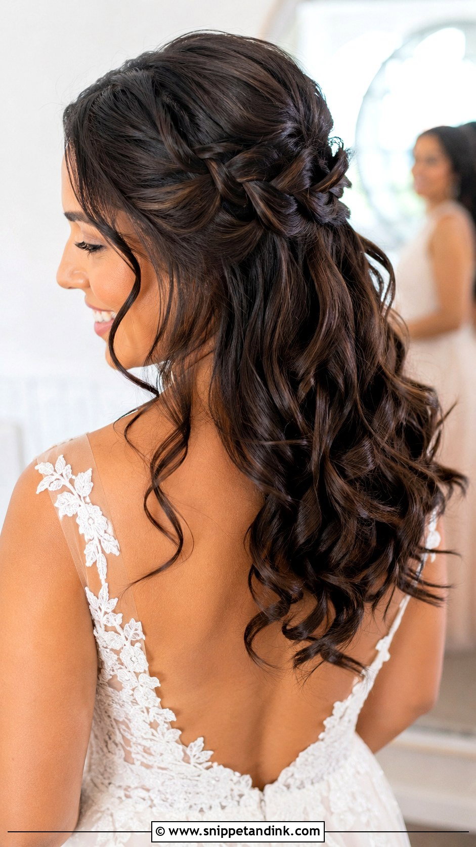 Loose Curls With Braid Medium Length Wedding Hair - Snippet and Ink - 15 Loose Curls Medium Length Wedding Hair
