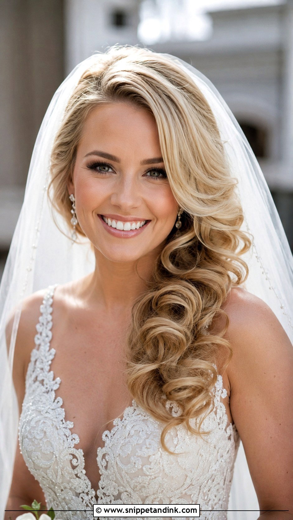 Loose Curls With Deep Side Part - Snippet and Ink - 25 Long Wedding Hair Ideas
