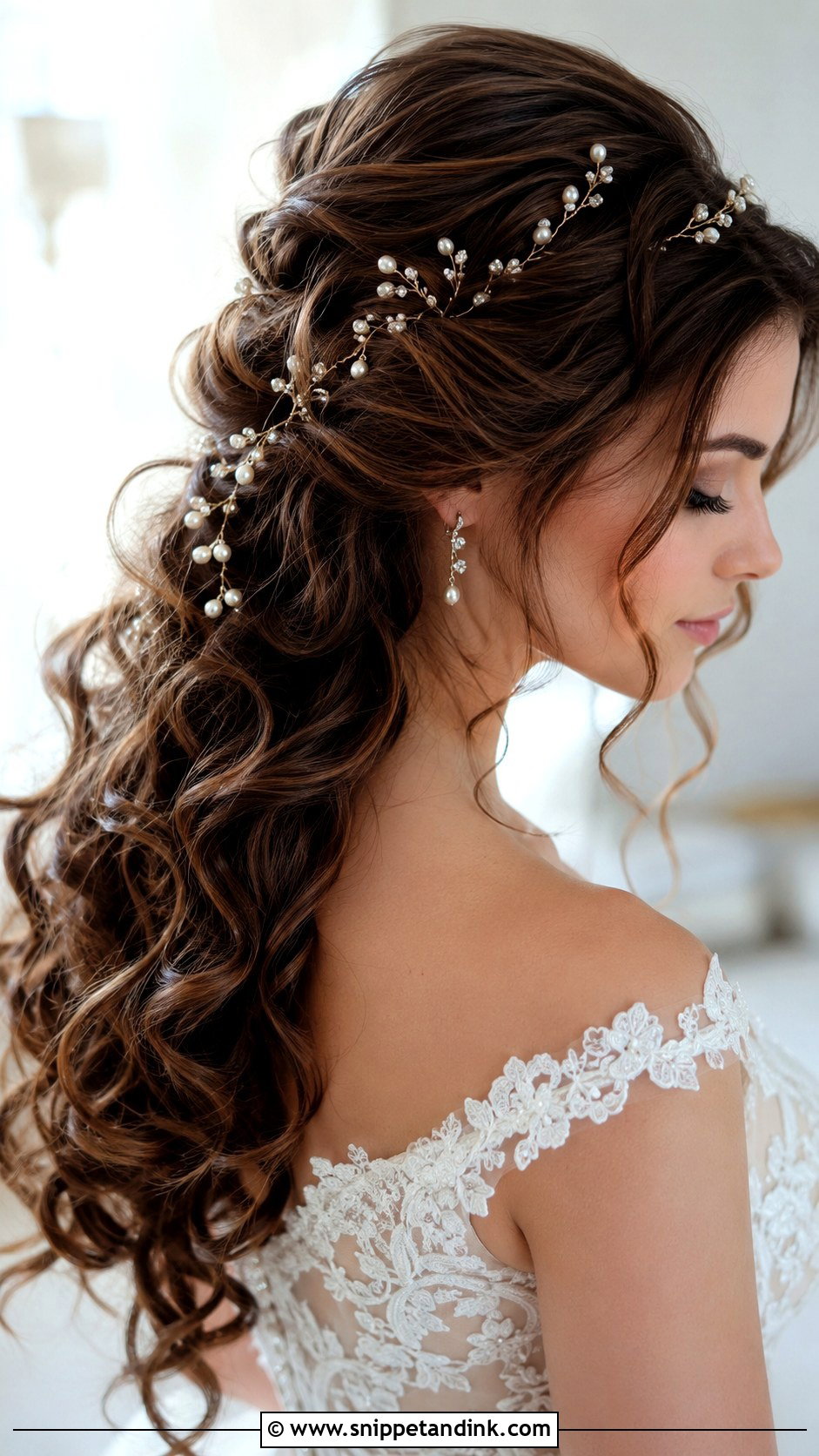Loose Curls With Delicate Hairpins - Snippet and Ink - 25 Whimsical Wedding Hair Ideas