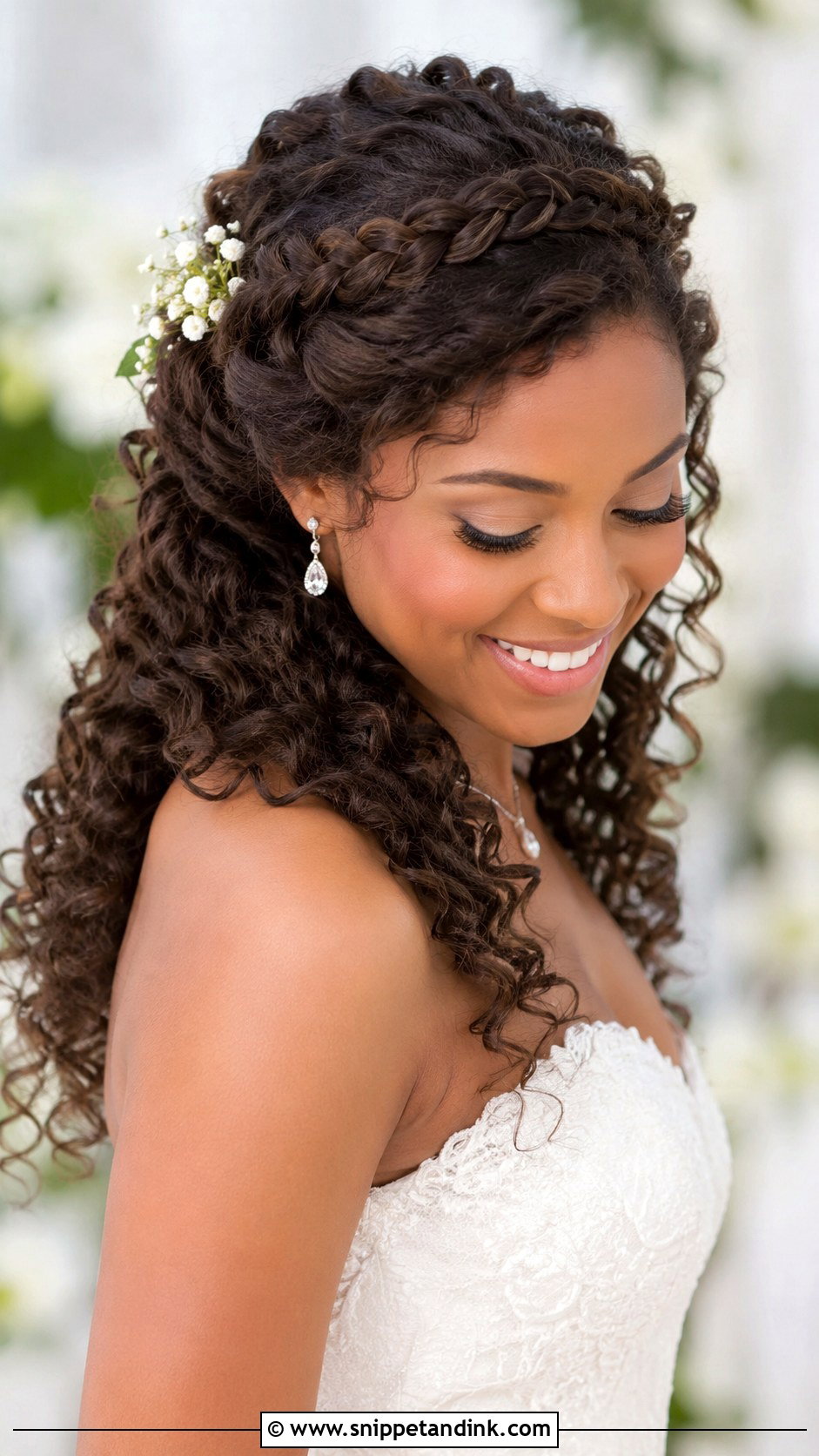 Loose Curls With Double Braid - Snippet and Ink - 30 Wedding Hair Black Women Ideas