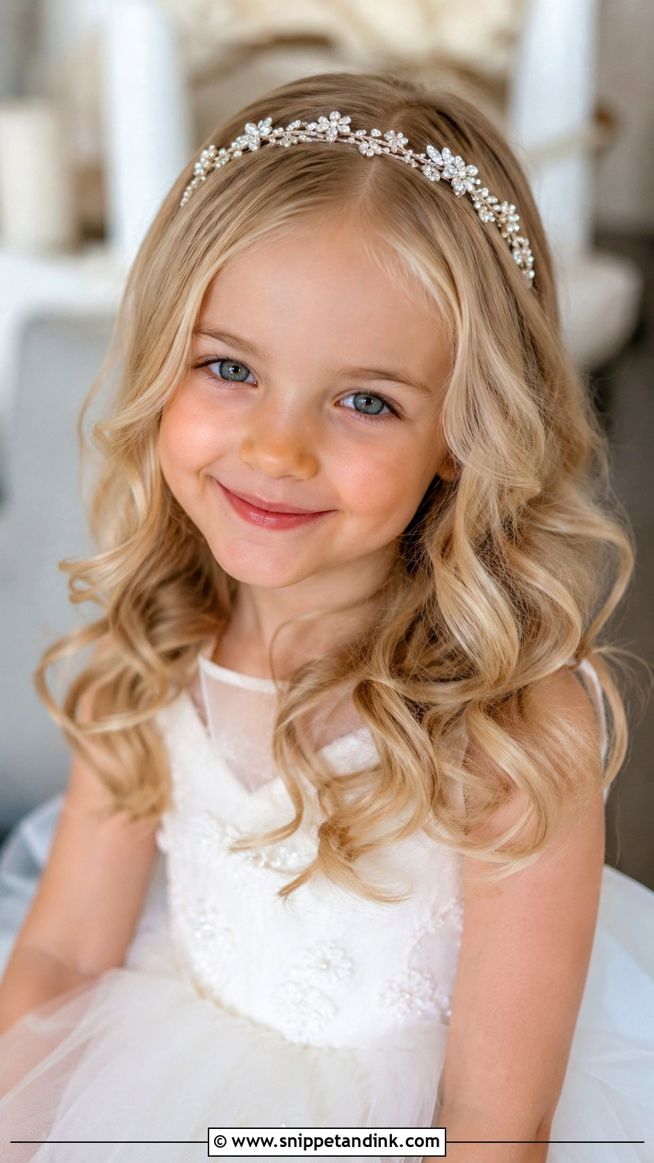 Loose Curls With Headband - Snippet and Ink - 30 Kids Wedding Hair Ideas