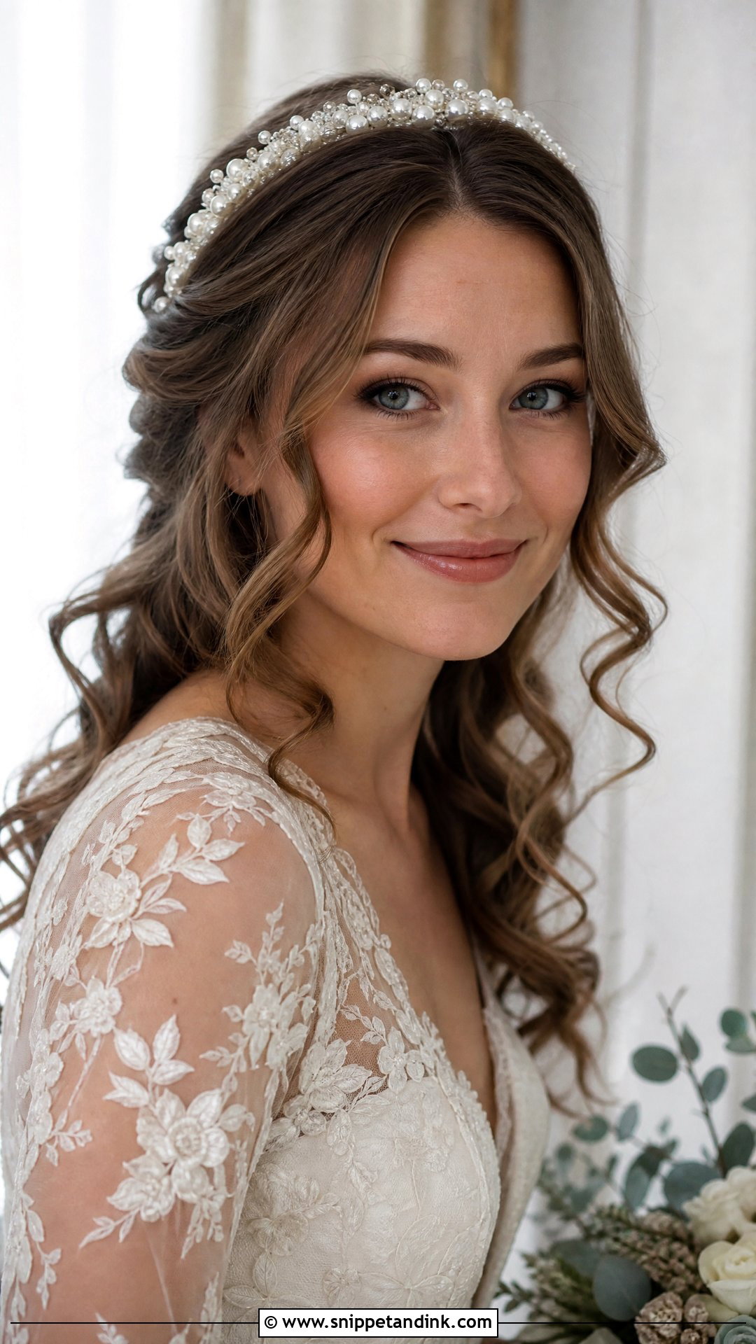 Loose Curls With Headband Wedding Hair - Snippet and Ink - 20 Loose Curls Wedding Hair