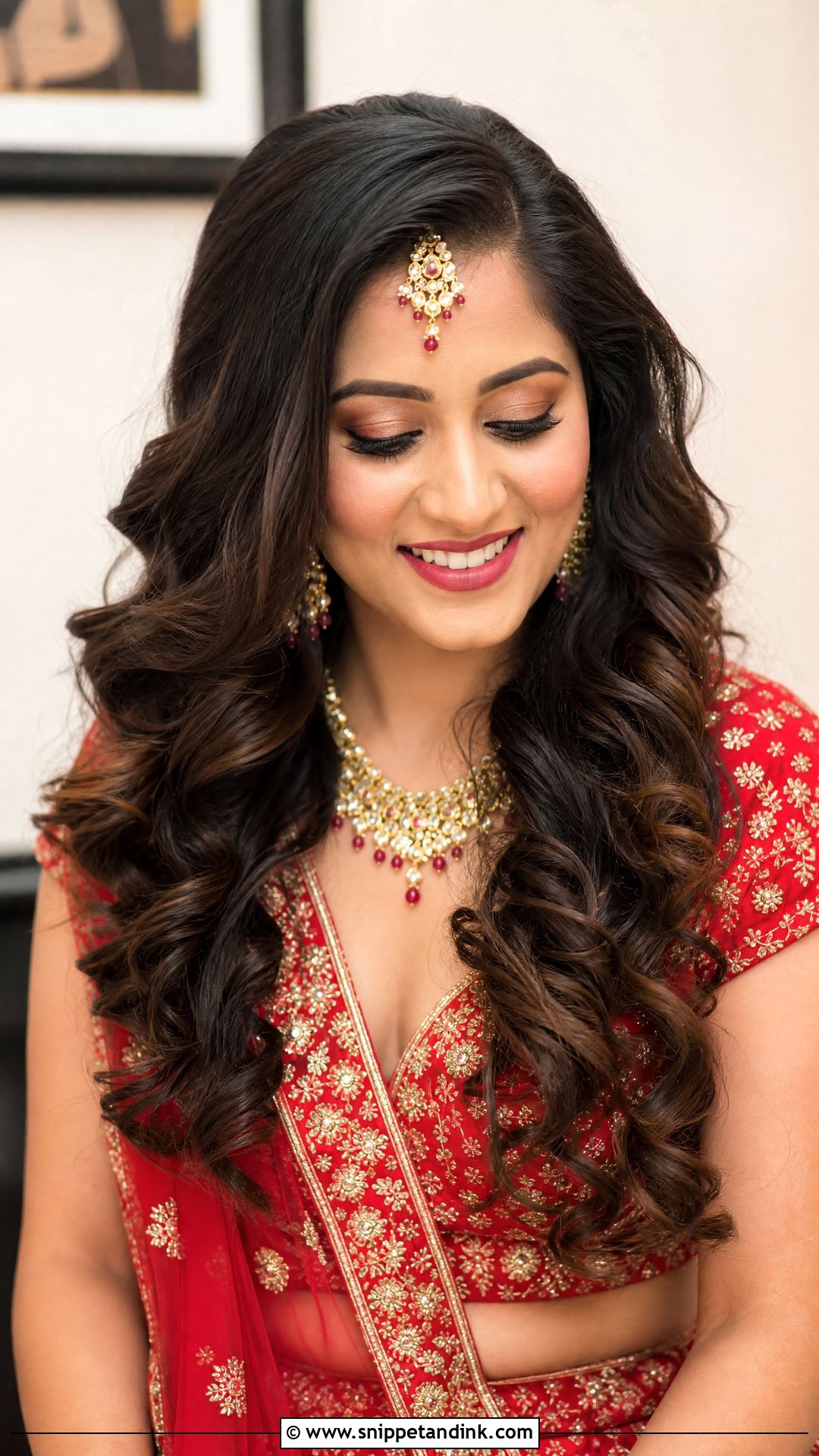 Loose Curls With Open Hair - Snippet and Ink - 20 Loose Indian Wedding Hairstyles