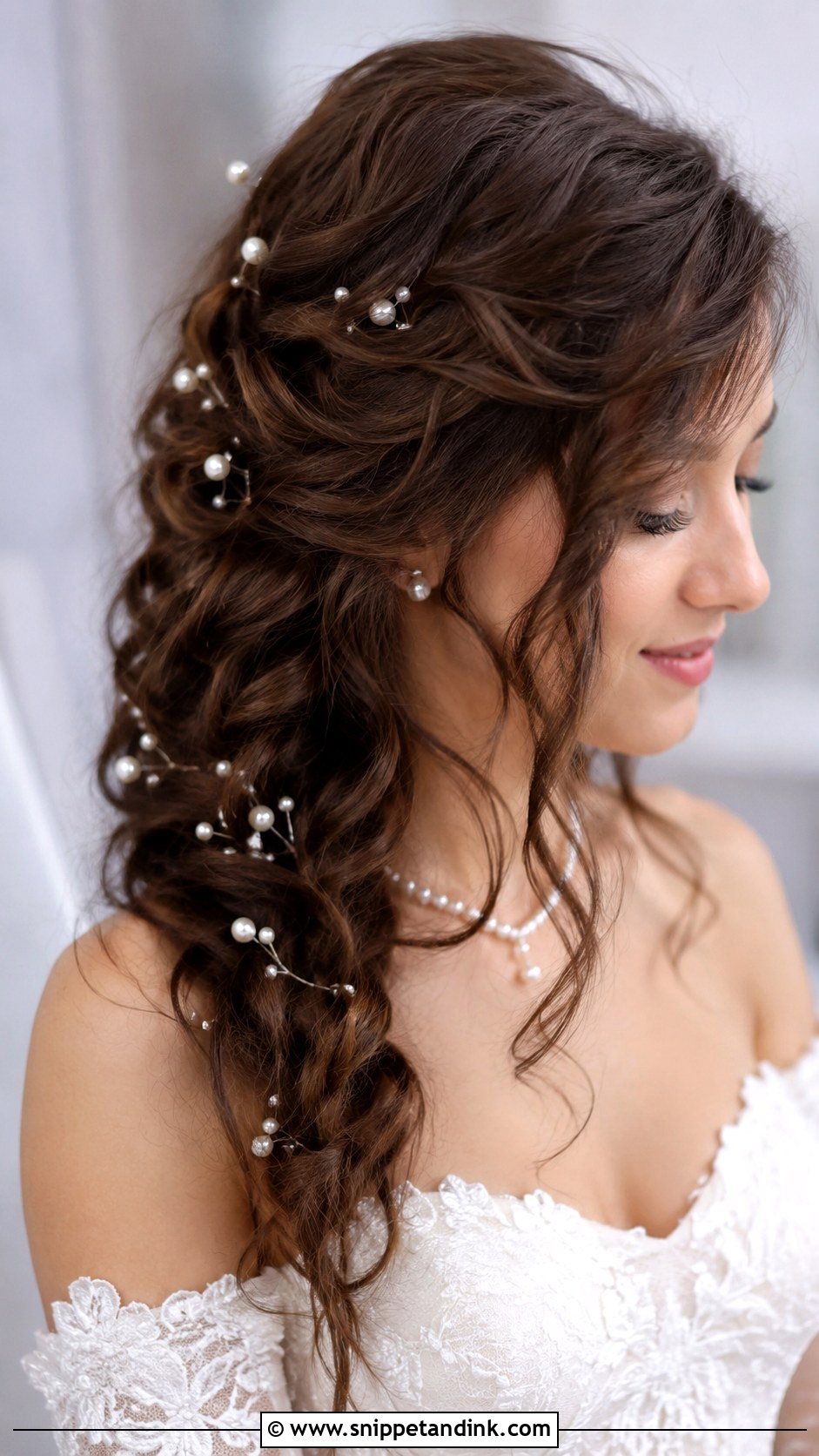 Loose Curls With Pearl Pins - Snippet and Ink - 25 Loose Wedding Hairstyles