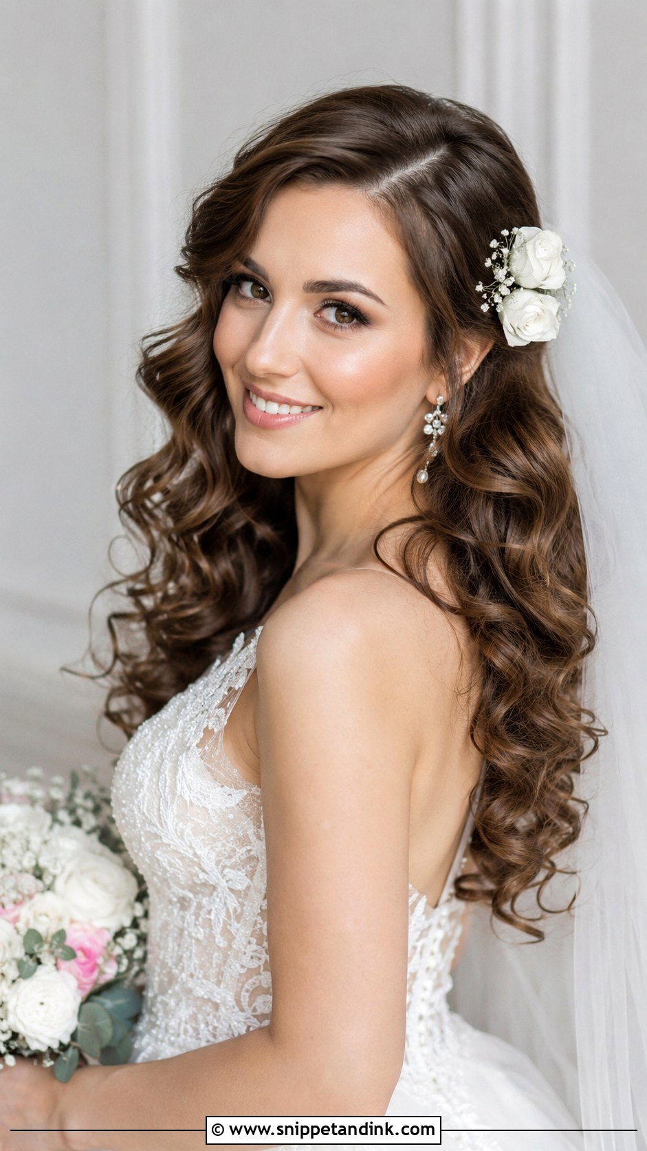 Loose Curls With Side Part - Snippet and Ink - 35 Bridal Hairstyles