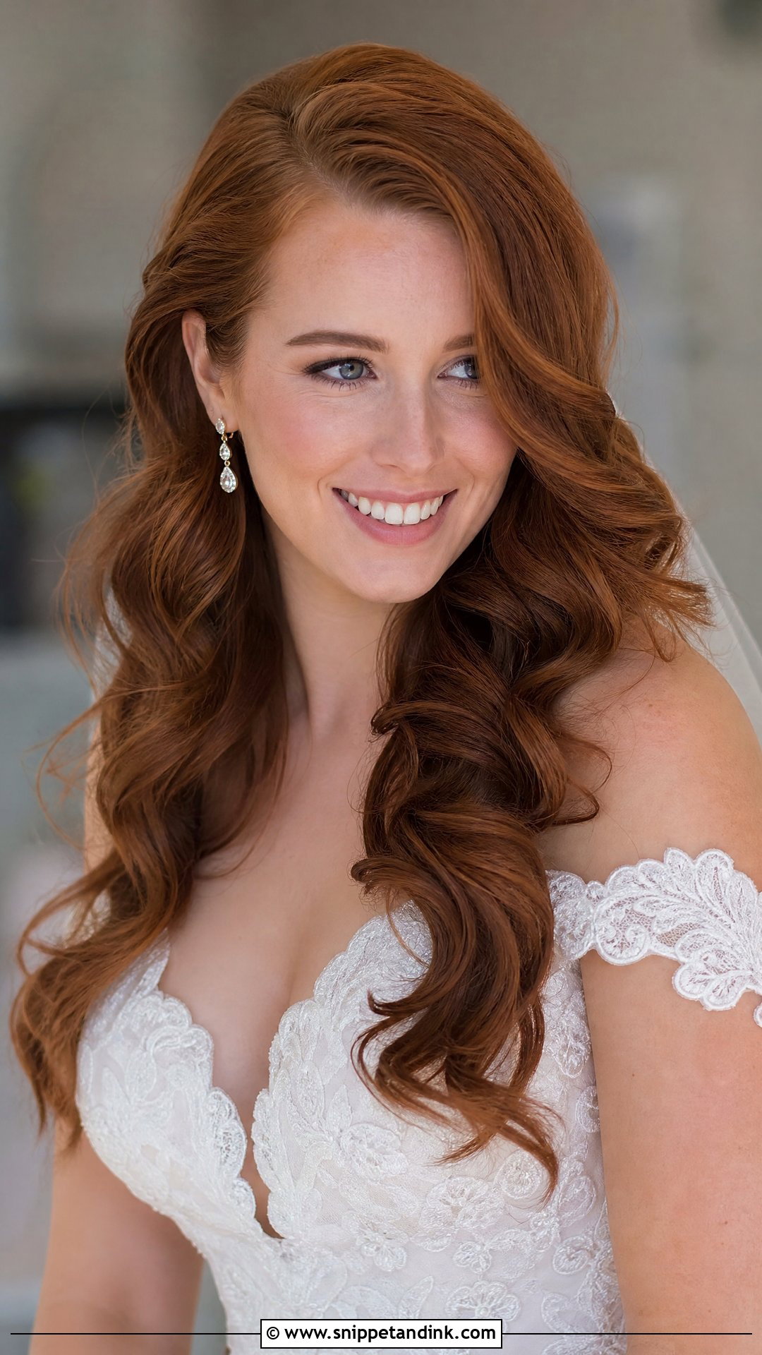Loose Curls With Side Part - Snippet and Ink - 20 Curled Bridal Hair Ideas