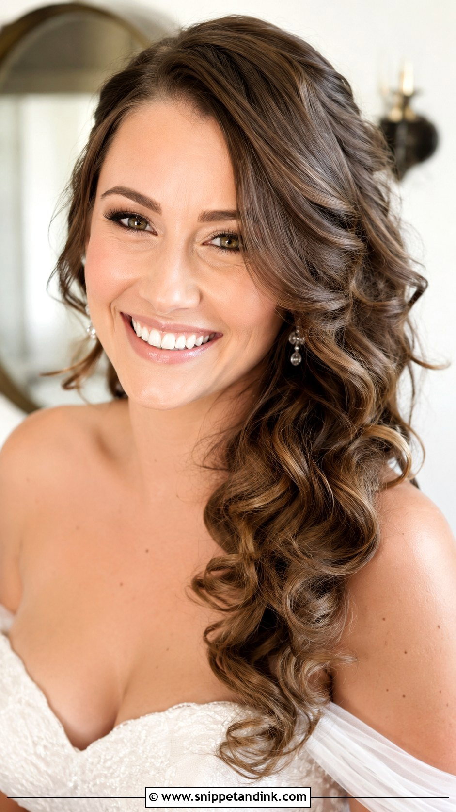 Loose Curls With Side Part - Snippet and Ink - 25 Hair Down Wedding Hairstyles