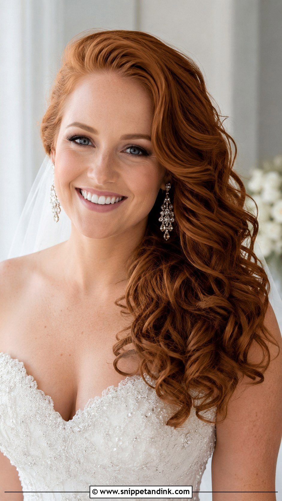 Loose Curls With Side Part - Snippet and Ink - 20 Beach Wedding Hairstyles for Long Hair