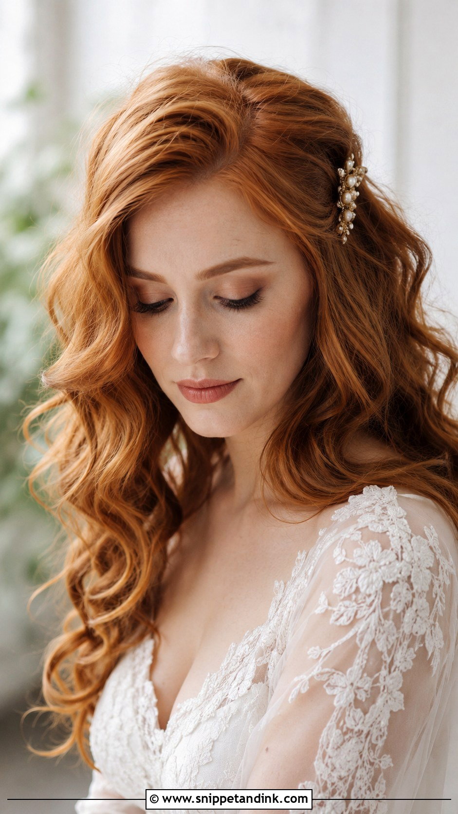 Loose Curls With Side Pin - Snippet and Ink - 20 Easy Short Hair Updo Wedding Ideas
