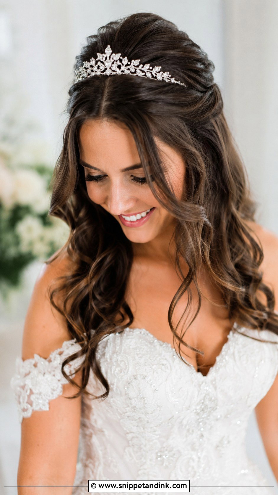 Loose Curls With Tiara Wedding Hairstyle - Snippet and Ink - 20 Loose Curls Wedding Hairstyles