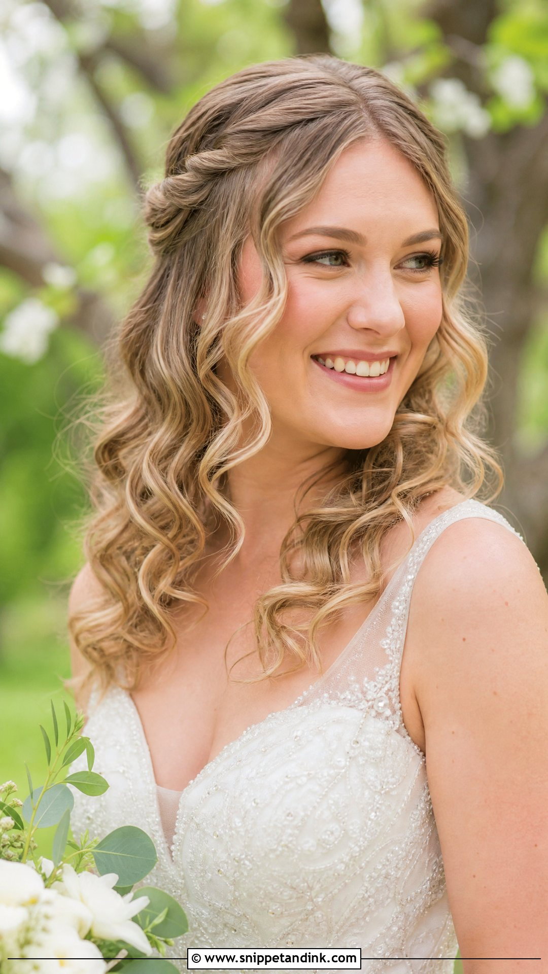 Loose Curls With Twisted Sides - Snippet and Ink - 20 Curly Half-Up Half-Down Wedding Hairstyles
