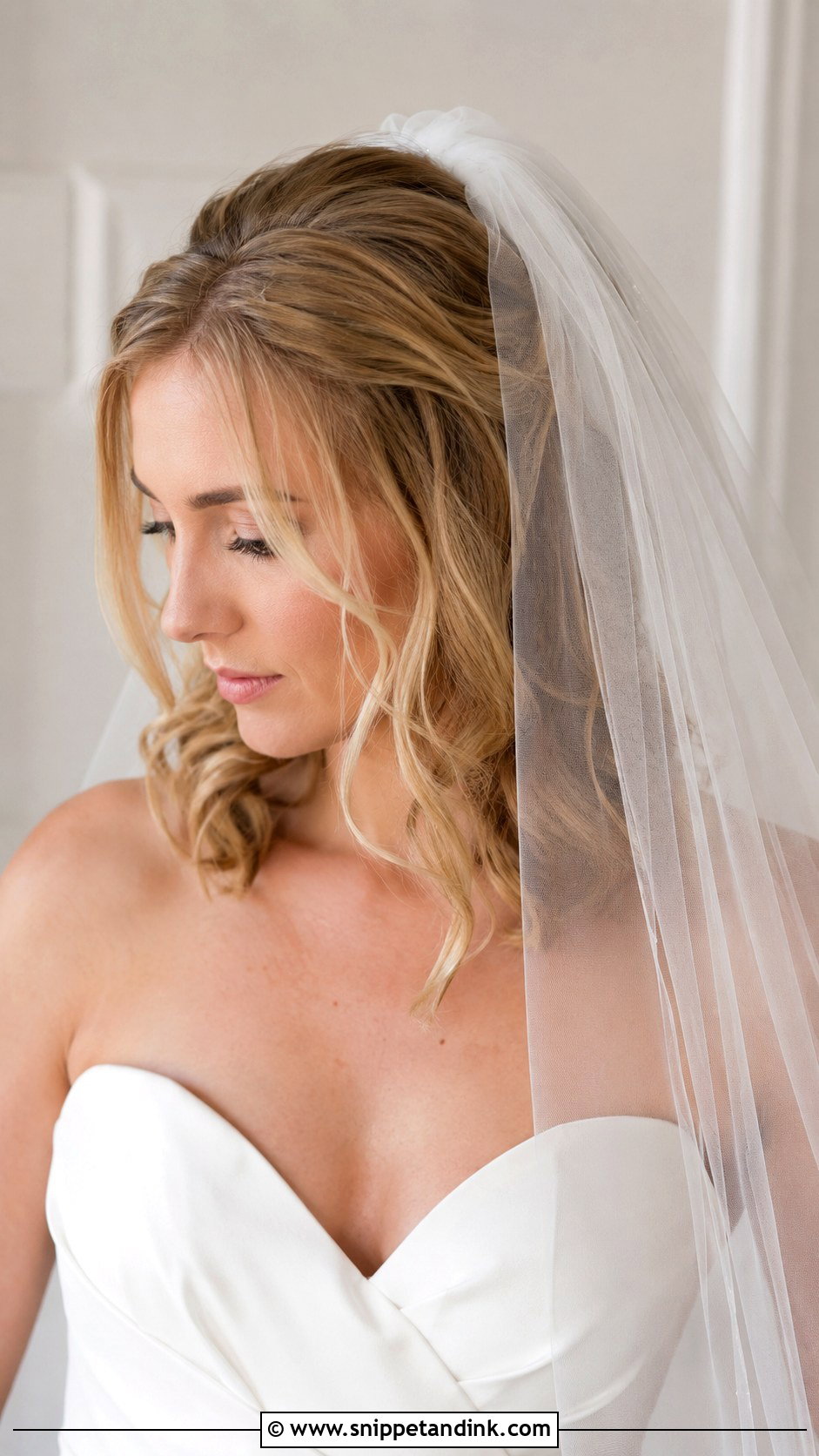 Loose Curls With Veil Medium Length Wedding Hair - Snippet and Ink - 15 Loose Curls Medium Length Wedding Hair