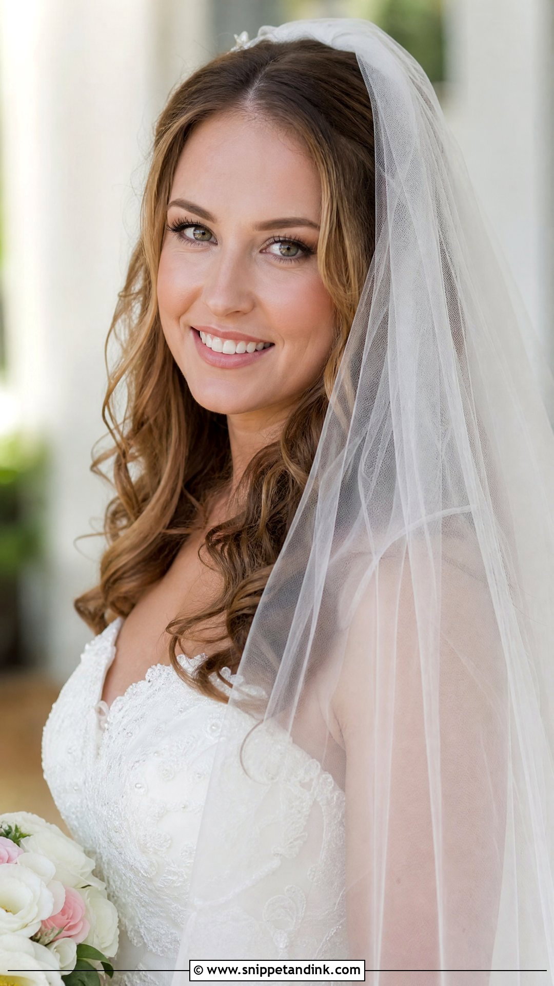 Loose Curls With Veil Wedding Hairstyle - Snippet and Ink - 20 New Hairstyle for Wedding Ideas