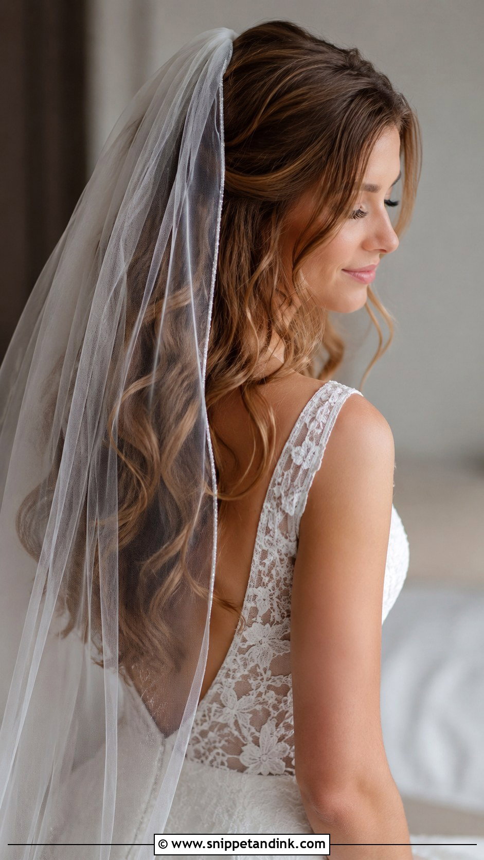 Loose Curls With Veil for Brides - Snippet and Ink - 25 Romantic Bridal Hair Ideas