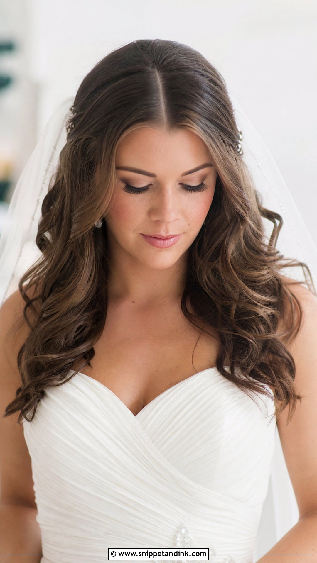 Loose Curls With a Deep Center Part - Snippet and Ink - 20 Medium Length Wedding Hair All Down Ideas