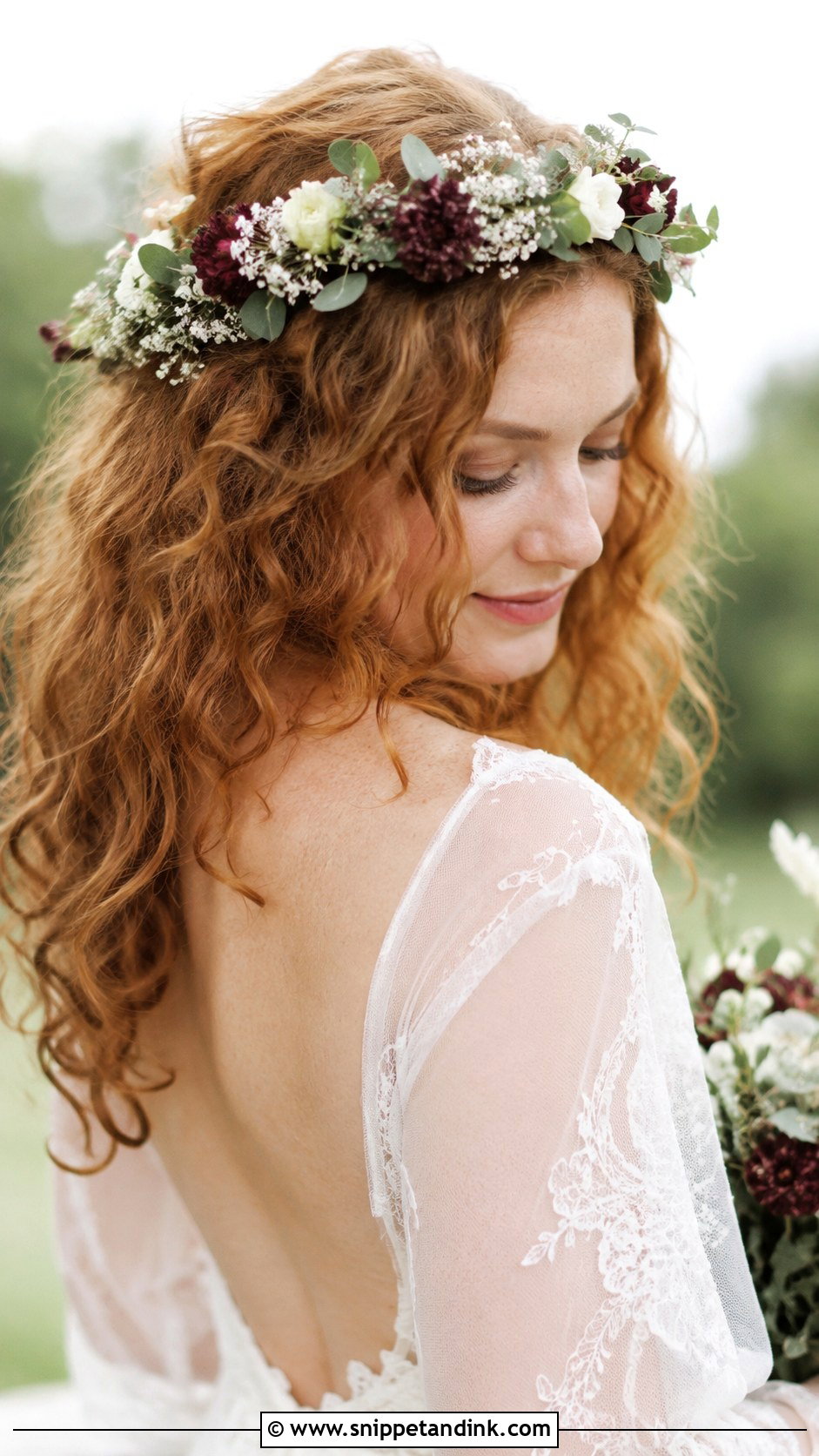 Loose Curls With a Floral Crown - Snippet and Ink - 25 Messy Bride Hairstyles