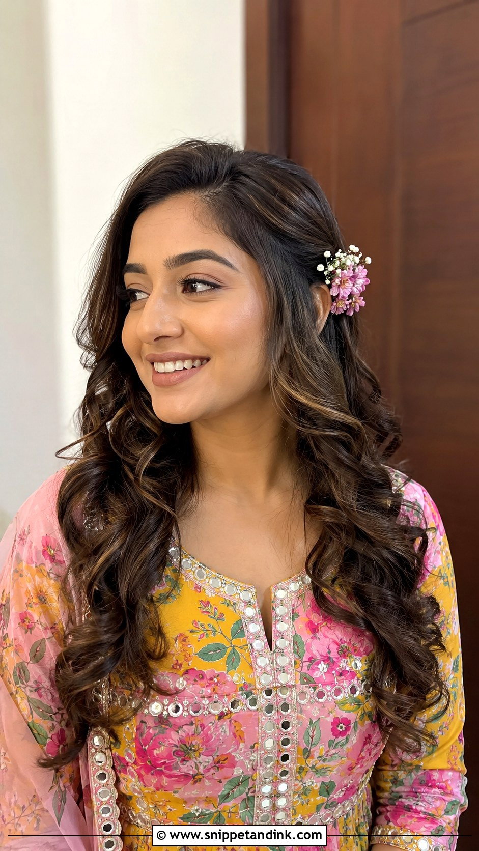Loose Curls for Mehendi - Snippet and Ink - 20 Hairstyles for Desi Weddings