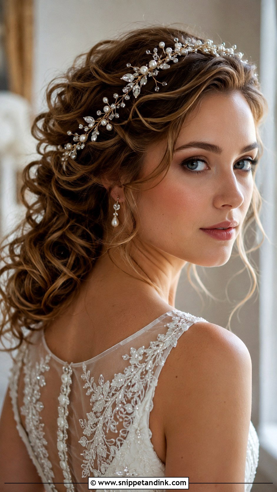 Loose Curls with Hair Vine - Snippet and Ink - 20 Loose Bridal Hair Ideas