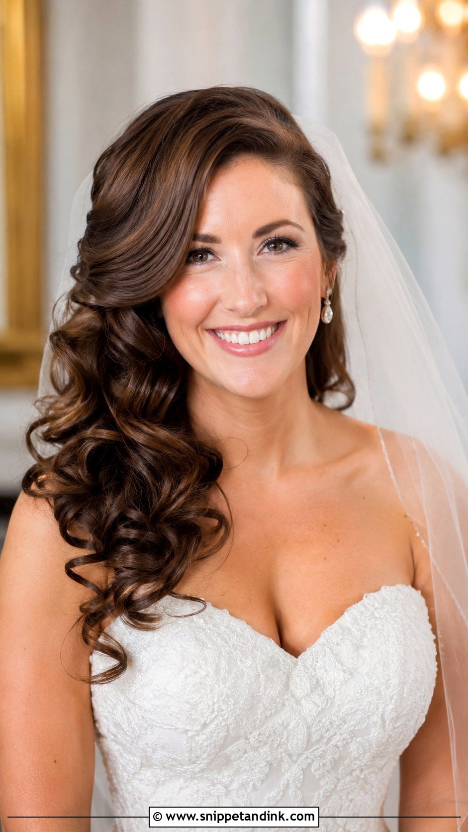 Loose Curls with Side Part - Snippet and Ink - 30 Classy Wedding Hair Down Ideas