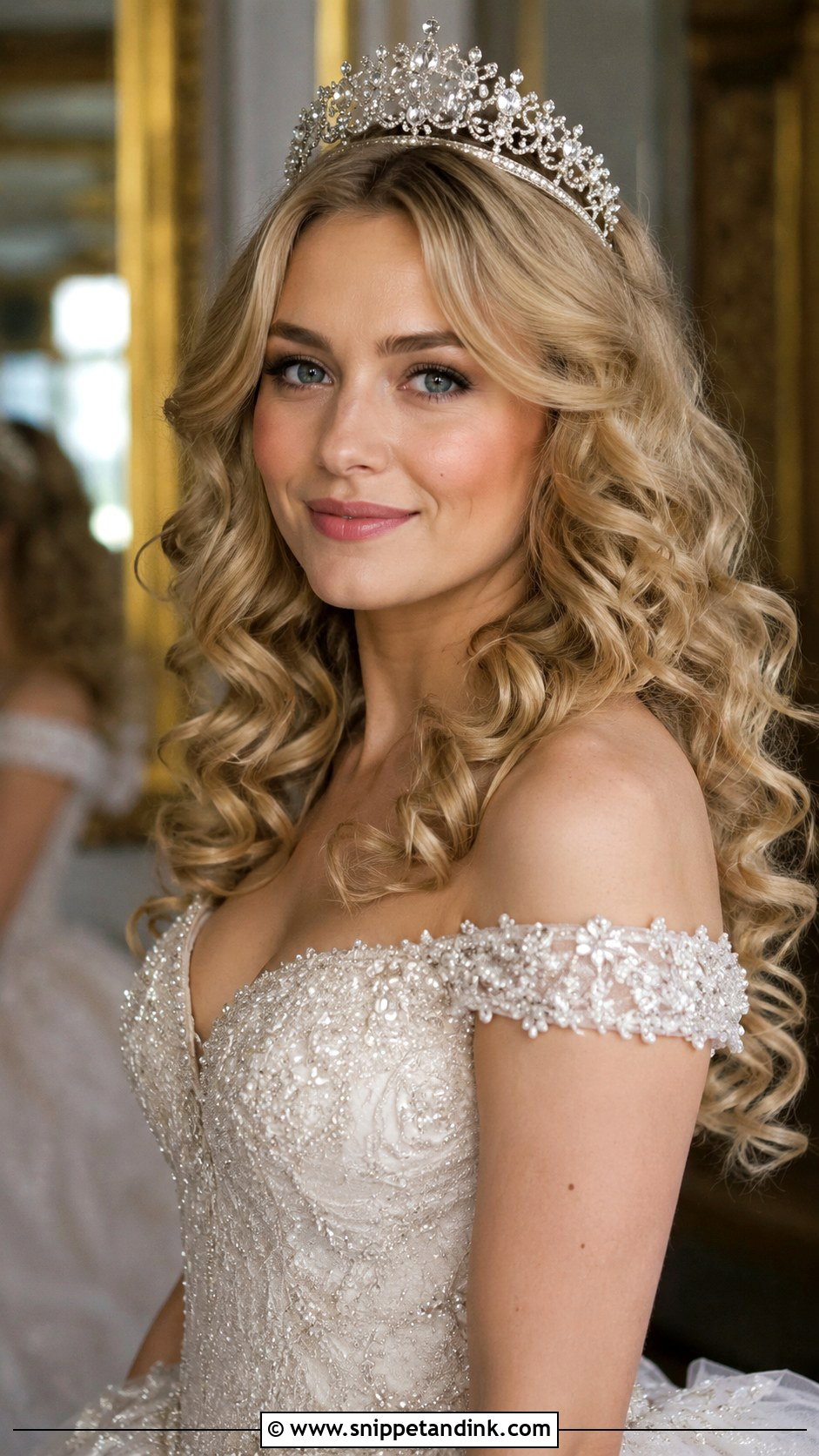 Loose Curls with Tiara for Wedding - Snippet and Ink - 20 Hair Down for Wedding Ideas