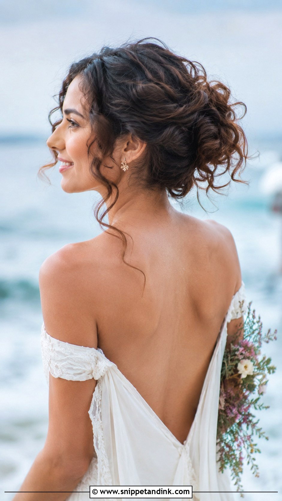 Loose Curly Bun for Brides - Snippet and Ink - 25 Bride Hair Bun Ideas