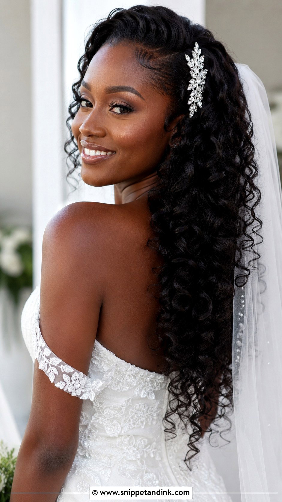 Loose Curly Hair Down Wedding Look - Snippet and Ink - 20 Loose Bridal Hair Ideas