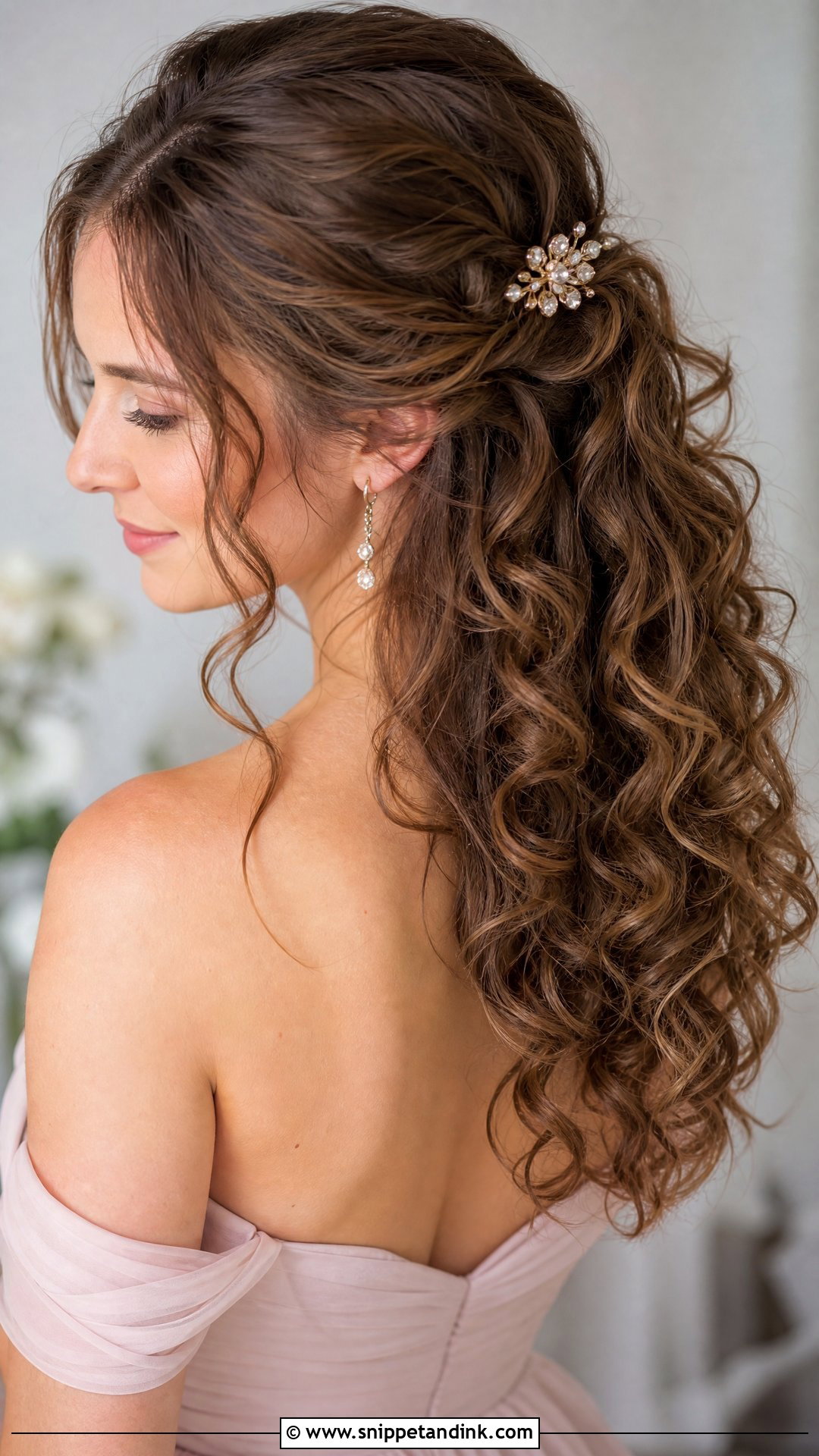 Loose Curly Half Updo - Snippet and Ink - 30 Mom of Bride Hairstyles