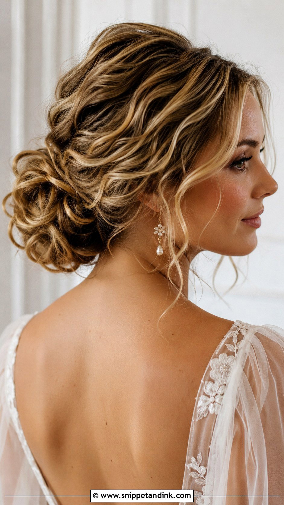 Loose Curly Low Bun Wedding Hair - Snippet and Ink - 15 Low Bun Curly Hair Wedding Ideas