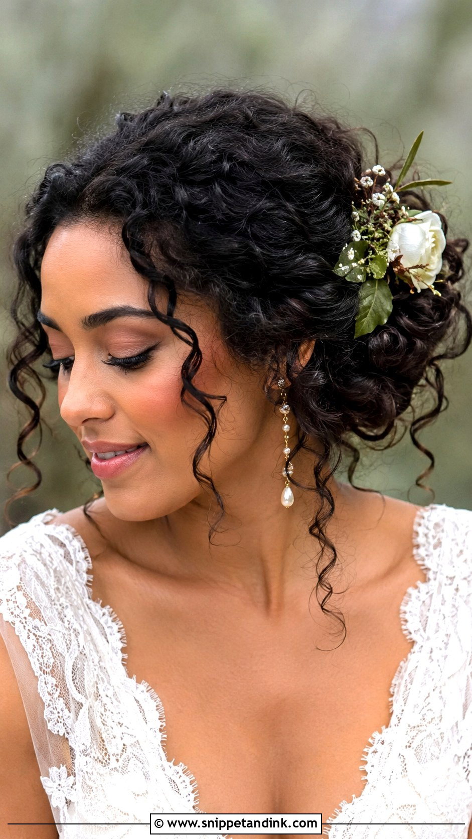 Loose Curly Updo - Snippet and Ink - 20 Upstyles for Medium Hair Wedding Guest Ideas