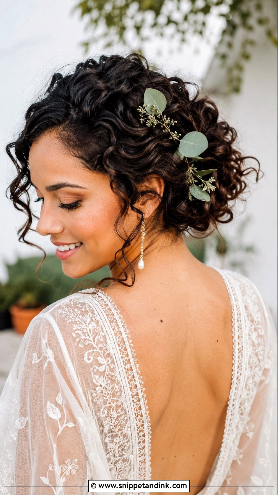 Loose Curly Updo for Boho Brides - Snippet and Ink - 20 Textured Wedding Updo Ideas