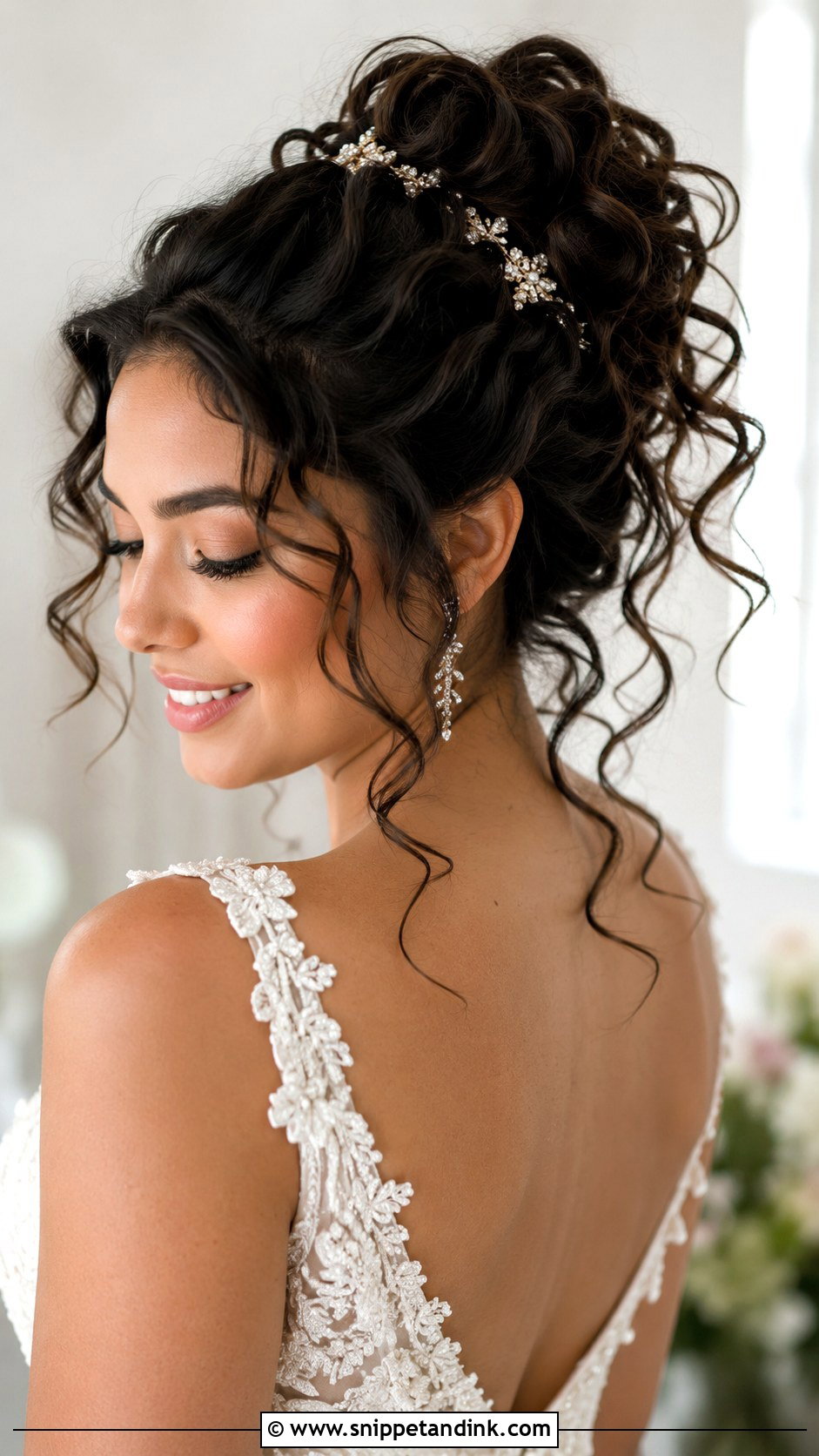Loose Curly Updo for Brides - Snippet and Ink - 30 Loose Updo Wedding Ideas