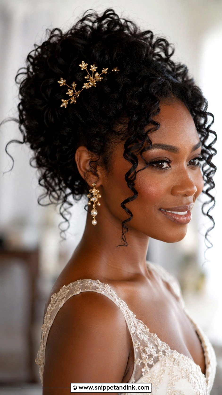 Loose Curly Updo for Brides - Snippet and Ink - 25 Bridal Hair Inspo Ideas