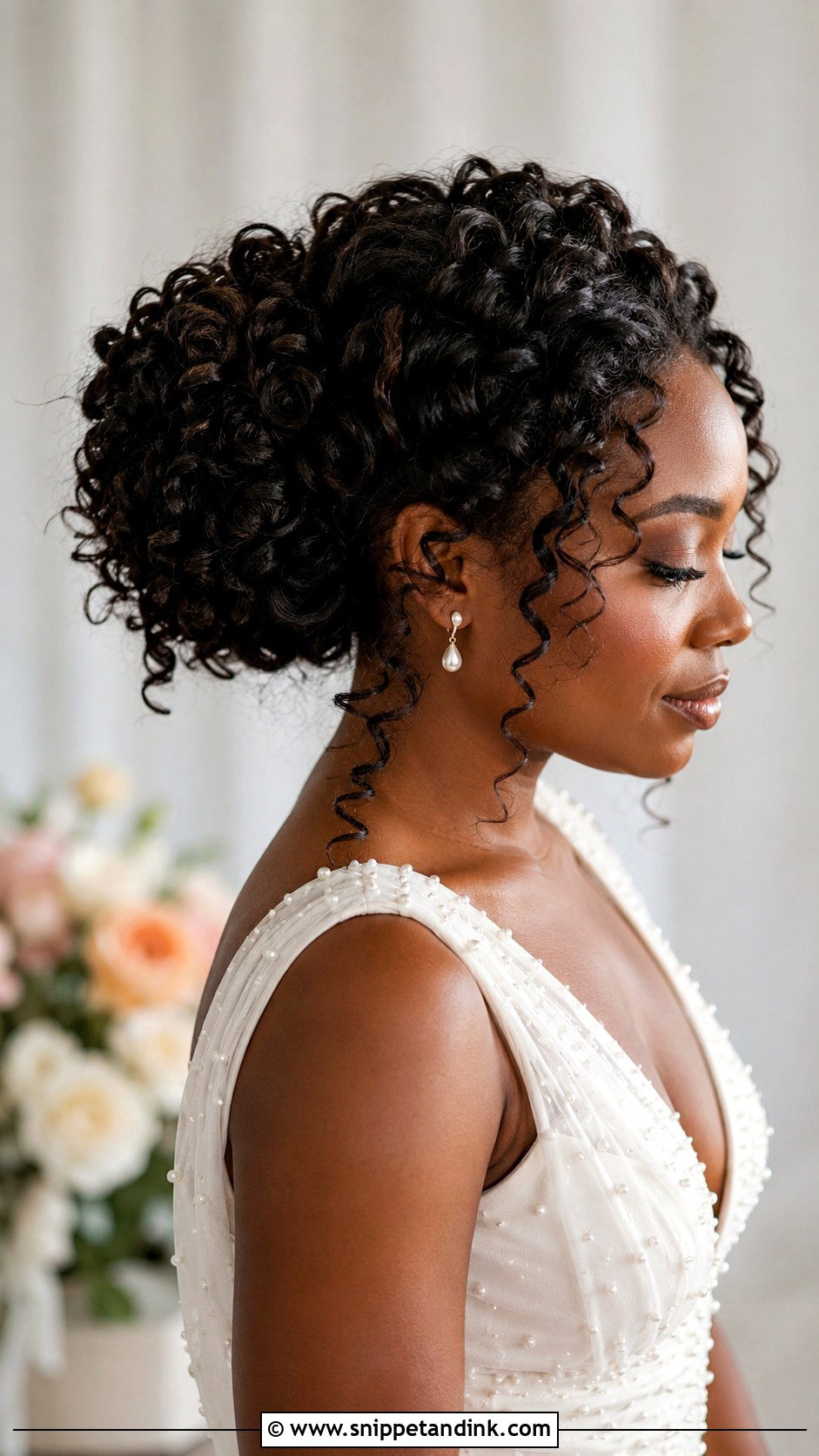 Loose Curly Wedding Bun - Snippet and Ink - 20 Loose Wedding Bun Ideas