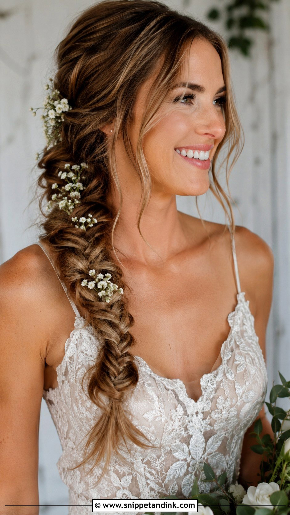 Loose Fishtail Braid - Snippet and Ink - 25 Natural Wedding Hairstyles