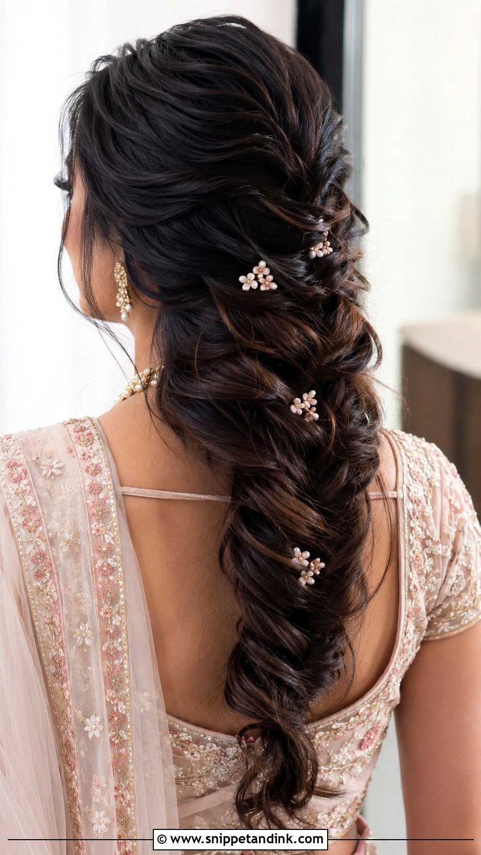 Loose Fishtail Braid For Indian Wedding - Snippet and Ink - 20 Indian Wedding Fish Braid Hairstyles