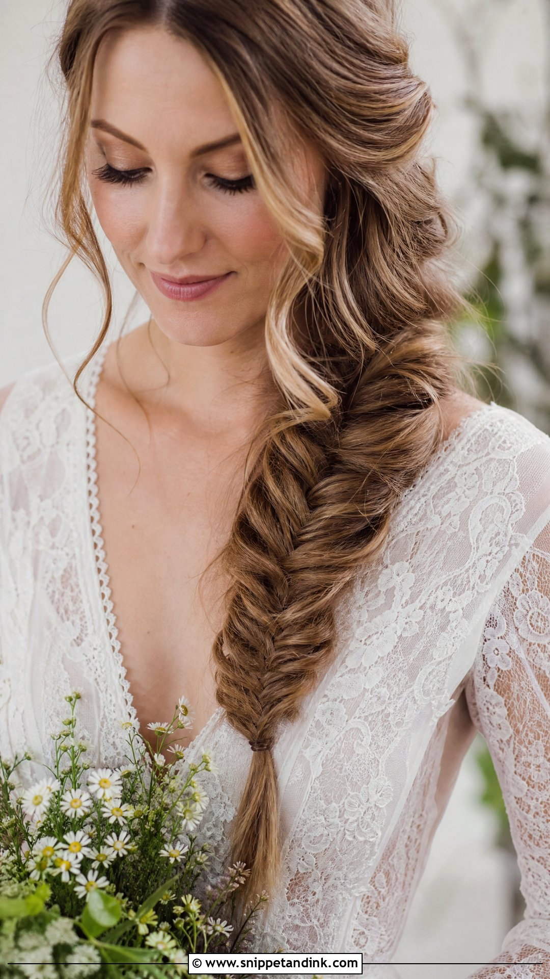 Loose Fishtail Braid Over the Shoulder - Snippet and Ink - 20 Party Wedding Hair Styles
