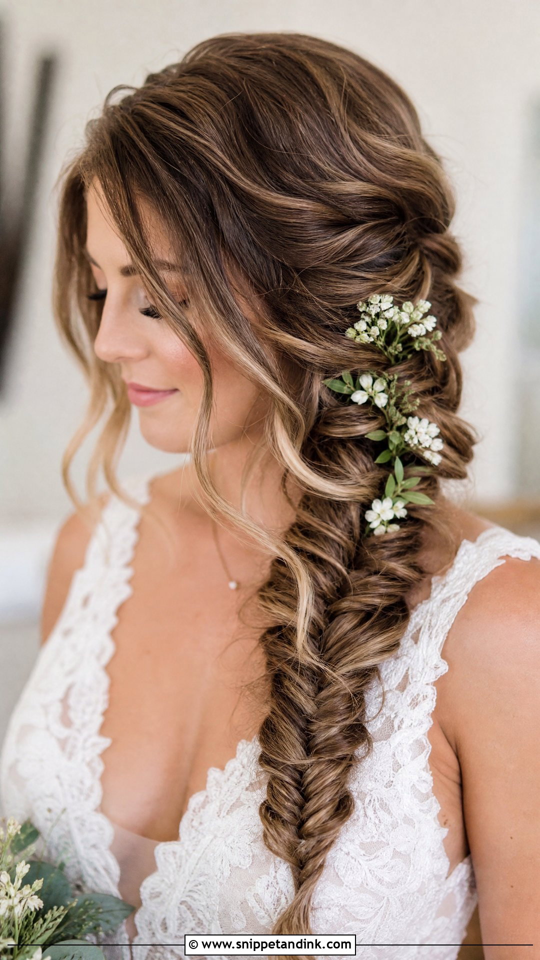 Loose Fishtail Braid Wedding Hair - Snippet and Ink - 20 Soft Wedding Hair Ideas
