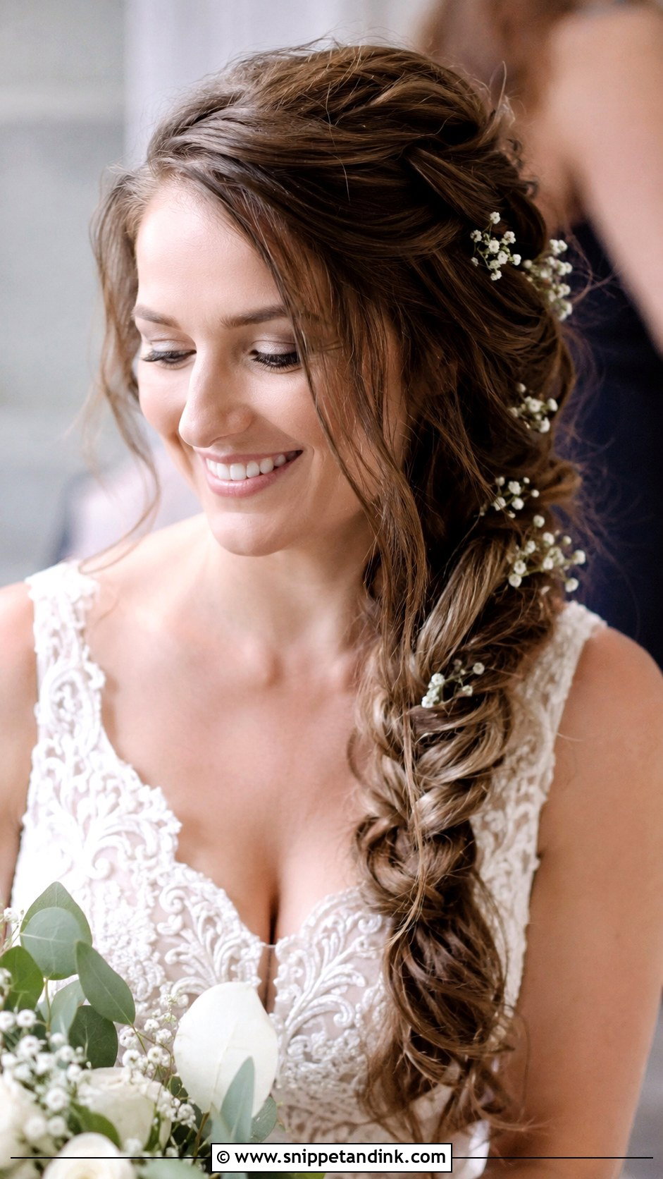 Loose Fishtail Braid Wedding Hair - Snippet and Ink - 20 Loose Braid Wedding Hair Ideas